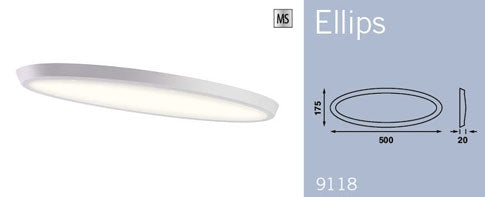 Taklampe Ellips Silver