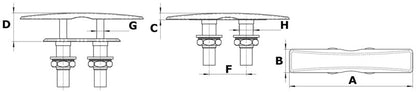 Flat push - up cleat Pullert 330 mm - Marine & Caravan