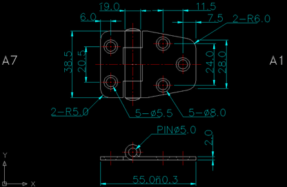 Hengsel syrefast 56 x 38 mm - Marine & Caravan