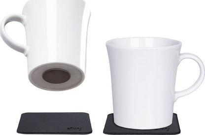 Magnetisk kaffekrus - Porselen 27 cl m/sorte magnetpads pk a 2 stk - Marine & Caravan